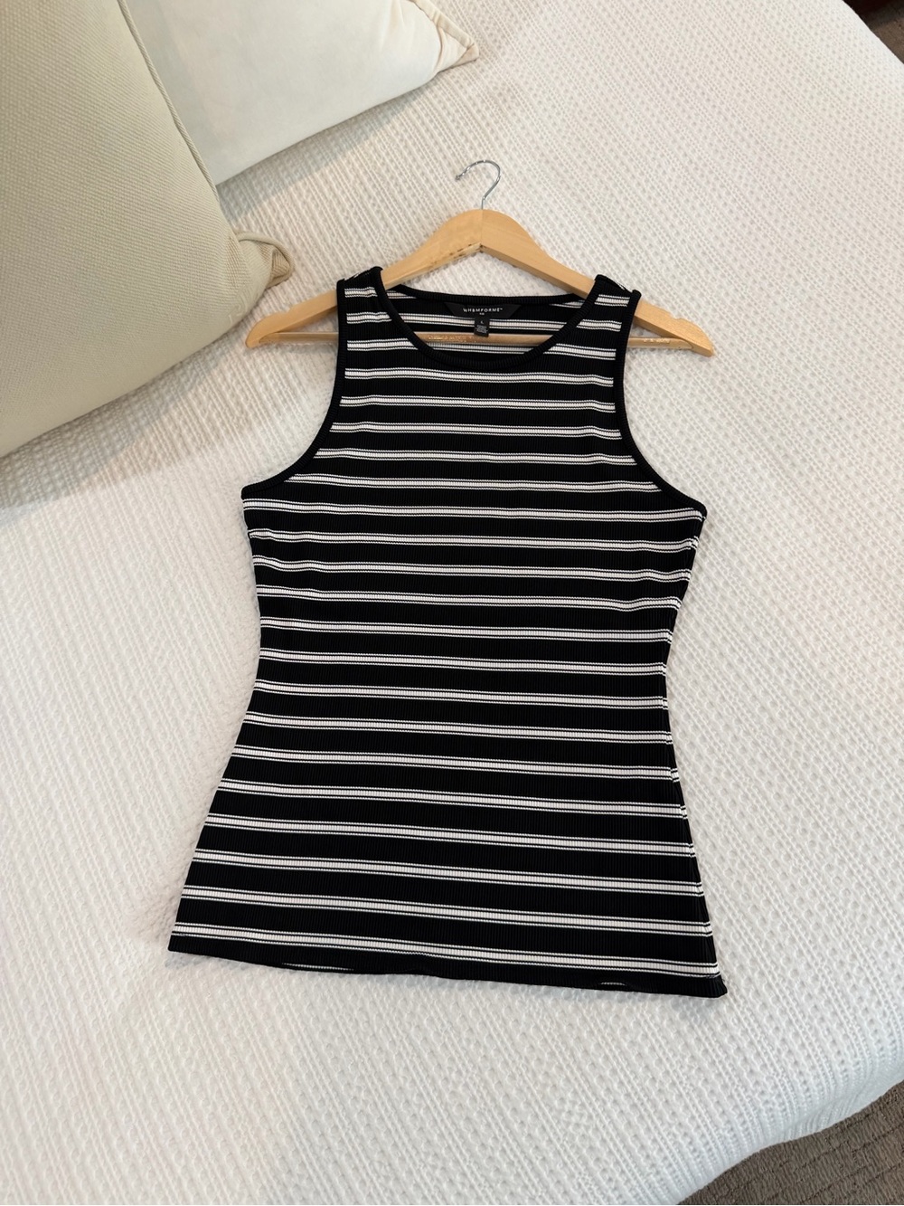 NWOT! WHBM Women's Black & White Striped Ribbed Tank Top
